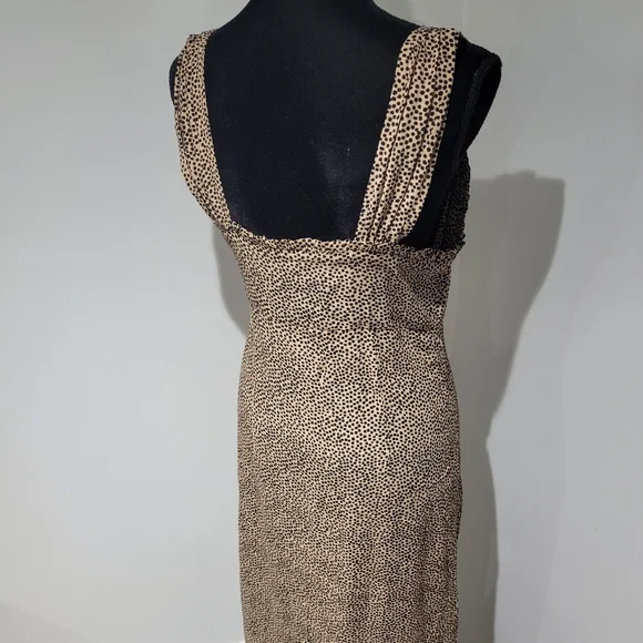 Dex Women's Sweetheart Neckline Leopard Buttoned Maxi Dress Small Brown Black - Picture 10 of 11